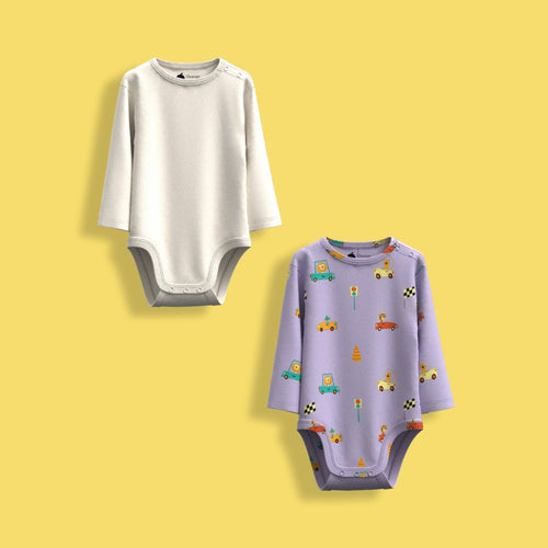 2 Pcs Full Sleeves Bodysuit | Cars, Off White